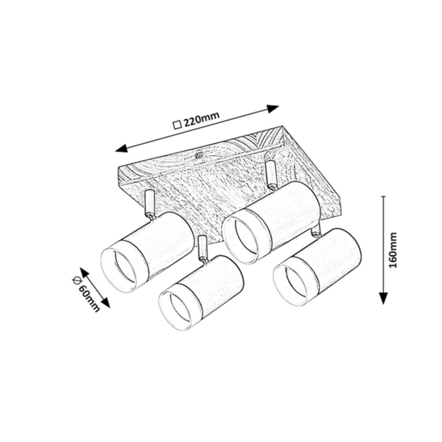 Rabalux - Stropni reflektor 4xGU10/5W/230V hrast