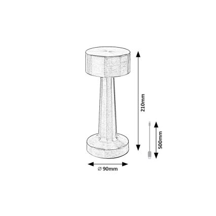 Rabalux - LED Polnilna namizna svetilka na dotik LED/2,7W/5V 1200mAh 3000/4000/6000K mat krom
