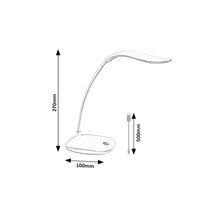 Rabalux - LED Zatemnitvena fleksibilna namizna svetilka LED/2W/5V bela