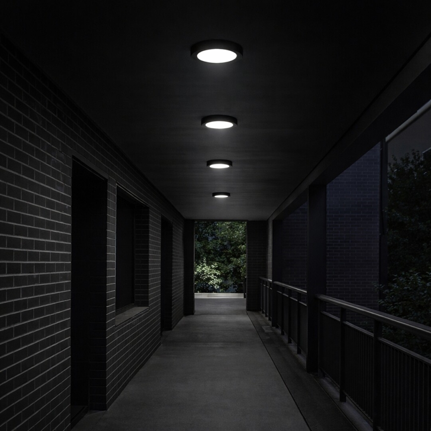 Rabalux - LED kopalniška stropna svetilka LED/24 W/230 V, Ø 22 cm, IP44, črna