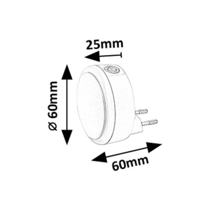 Rabalux - LED Nočna luč za vtičnico s senzorjem za mrak LED/0,3W/230V 3000K