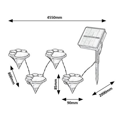Rabalux - LED Solarna svetilka 4xLED/0,06W/1,2V IP44
