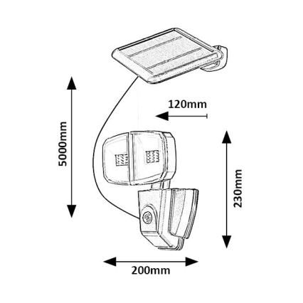 Rabalux - LED Solarni reflektor s senzorjem LED/12W/3,7V IP44