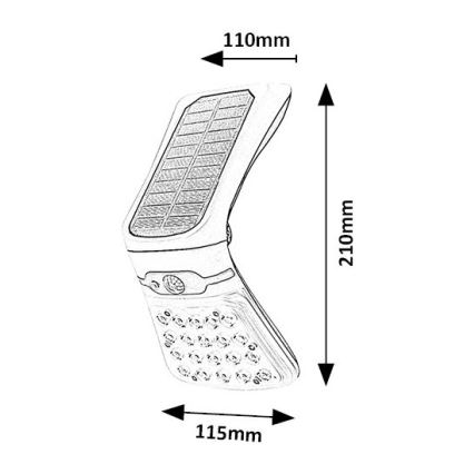 Rabalux - LED Zatemnitvena solarna svetilka s senzorjem LED/4W/3,7V IP44