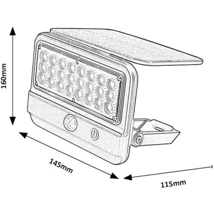 Rabalux - LED Solarna stenska svetilka s senzorjem LED/7W/3,7V IP54 črna 3000 mAh