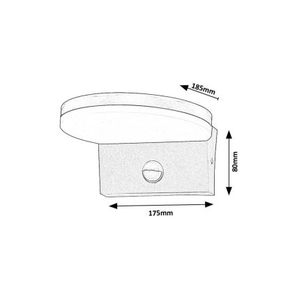 Rabalux - LED Zunanja stenska svetilka s senzorjem LED/9W/230V 2700/4000/6500K IP54 črna
