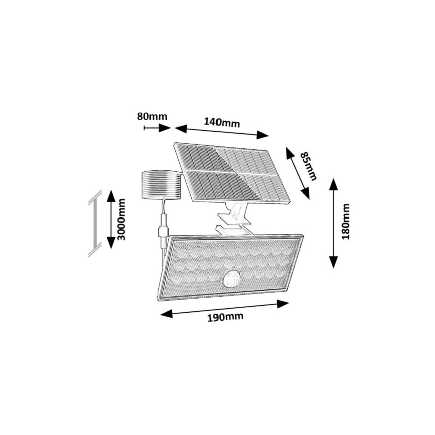 Rabalux - LED Solarni reflektor s senzorjem LED/8W/3,7V 1800mAh IP65 + Daljinski upravljalnik
