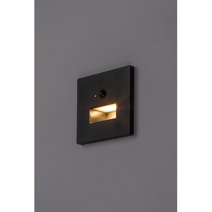 Rabalux - LED stopniščno svetilo z zaznavalom gibanja in mraka LED/1W/230V 3000/4500/6500K črna