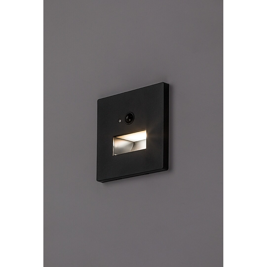 Rabalux - LED stopniščno svetilo z zaznavalom gibanja in mraka LED/1W/230V 3000/4500/6500K črna