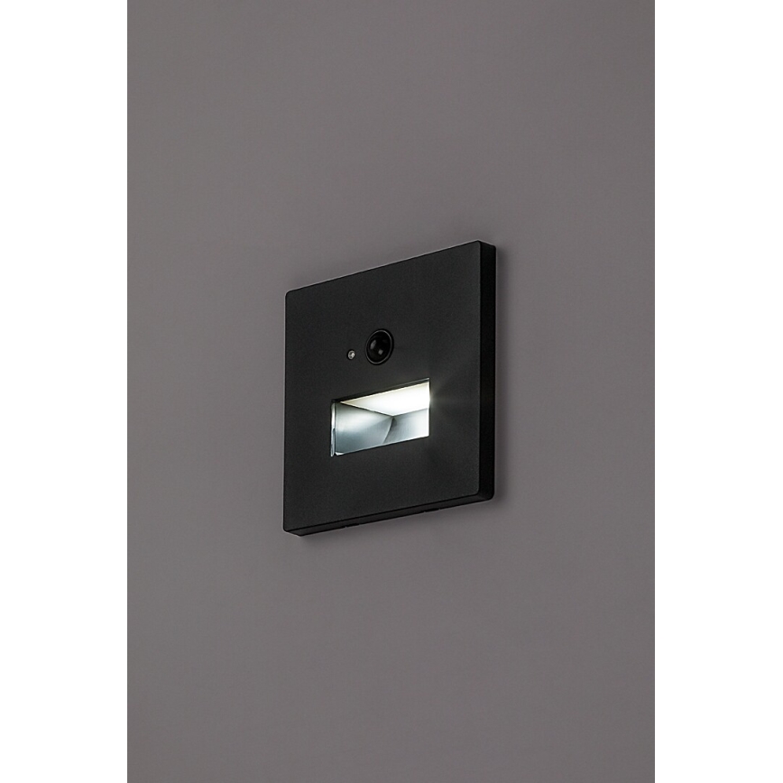 Rabalux - LED stopniščno svetilo z zaznavalom gibanja in mraka LED/1W/230V 3000/4500/6500K črna