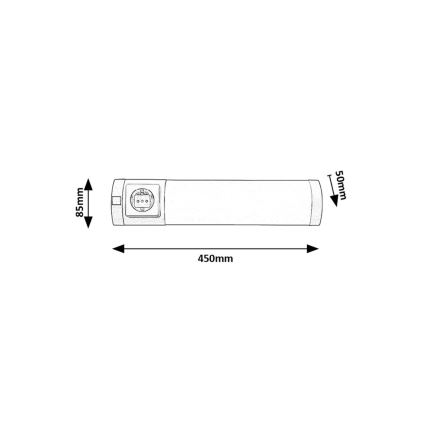 Rabalux - LED Podelementna svetilka z vtičnico LED/5W/230V 4000K 45 cm mat krom
