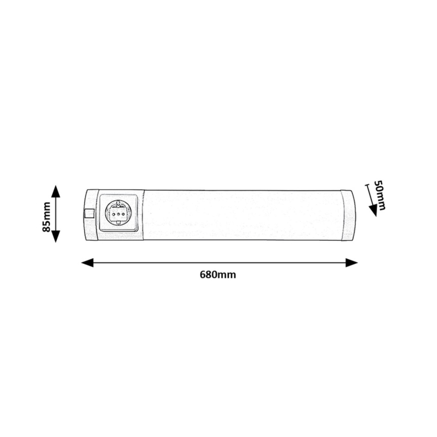 Rabalux - LED Podelementna svetilka z vtičnico LED/8W/230V 4000K 68 cm mat krom