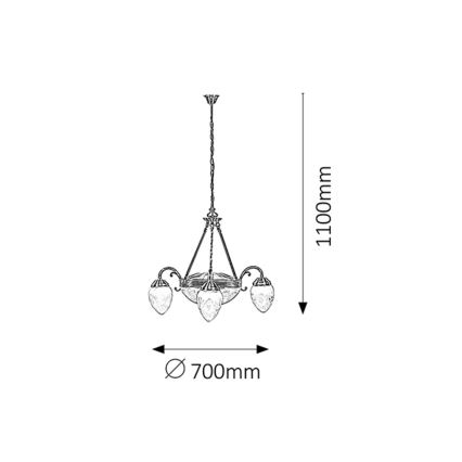 Rabalux 8633 - Lestenec na verigi ANNABELLA 3xE14/40W+2xE27/60W