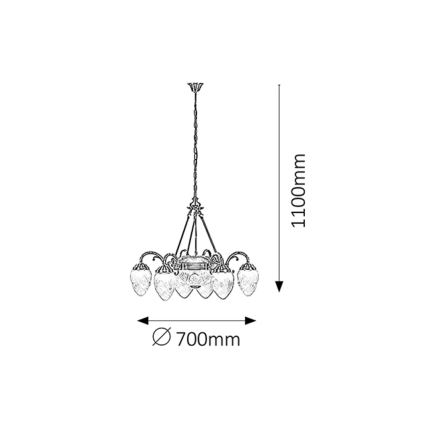 Rabalux 8636 - Lestenec na verigi ANNABELLA 6xE14/40W+2xE27/60W