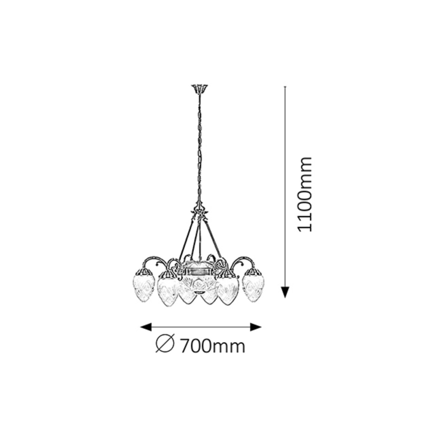 Rabalux 8636 - Lestenec na verigi ANNABELLA 6xE14/40W+2xE27/60W