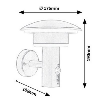 Rabalux - LED Zunanja stenska svetilka s senzorjem LED/9W/230V 1000lm 4000K IP44