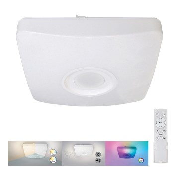 Rabalux - LED RGB zatemnjiva stropna svetilka z zvočnikom LED/18W/230V 3000-6000K Bluetooth + daljinski upravljalnik 36,5x36,5 cm