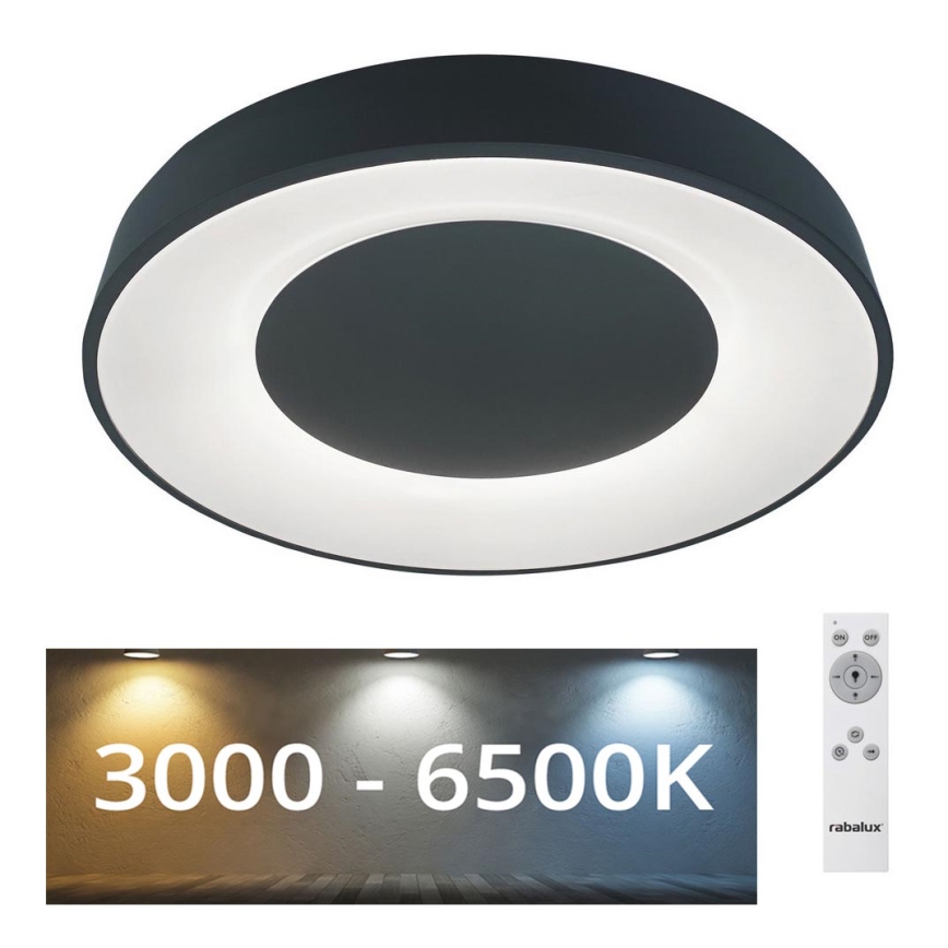 Rabalux - LED Zatemnitvena stropna svetilka LED/38W/230V črna 3000-6500K + Daljinski upravljalnik