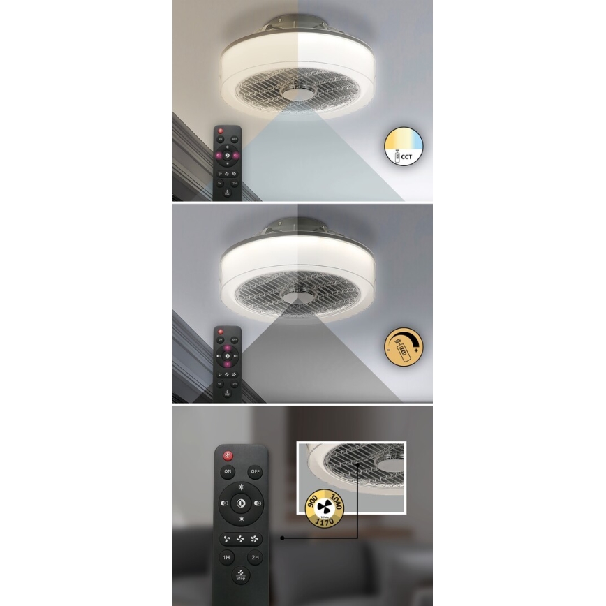 Rabalux - LED Zatemnitvena stropna svetilka z ventilatorjem LED/30W/230V + Daljinski upravljalnik 3000-6000K