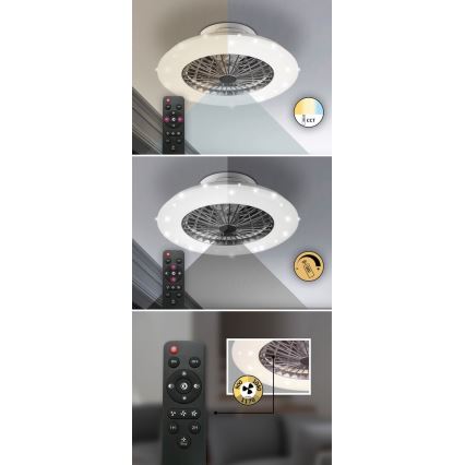 Rabalux - LED Zatemnitvena stropna svetilka z ventilatorjem LED/30W/230V + Daljinski upravljalnik 3000-6500K