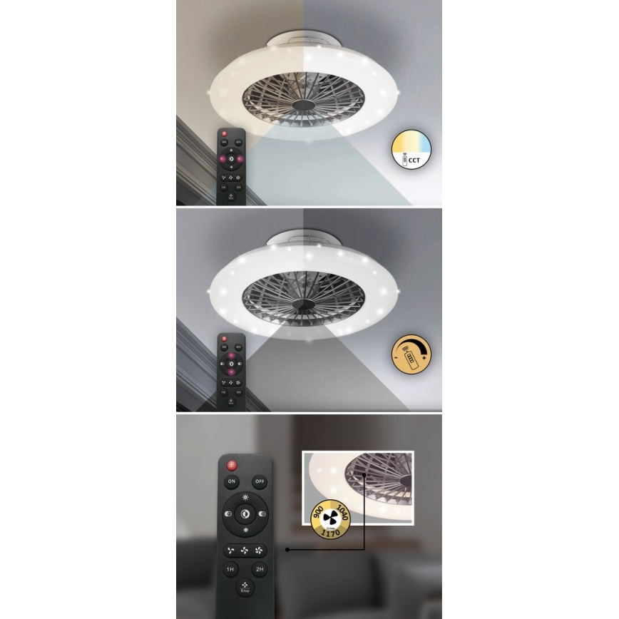 Rabalux - LED Zatemnitvena stropna svetilka z ventilatorjem LED/30W/230V + Daljinski upravljalnik 3000-6500K