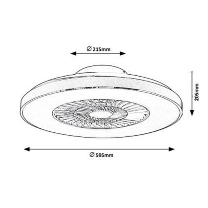 Rabalux - LED Zatemnitvena stropna svetilka z ventilatorjem LED/40W/230V + Daljinski upravljalnik 3000-6500K