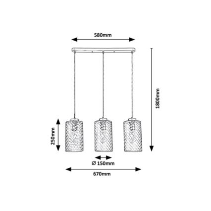 Rabalux - Lestenec na vrvici 3xE27/40W/230V