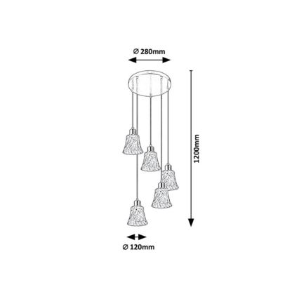 Rabalux - Lestenec na vrvici 5xE14/40W/230V
