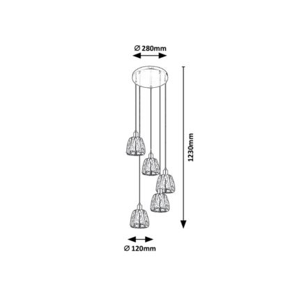 Rabalux - Lestenec na vrvici 5xE14/40W/230V