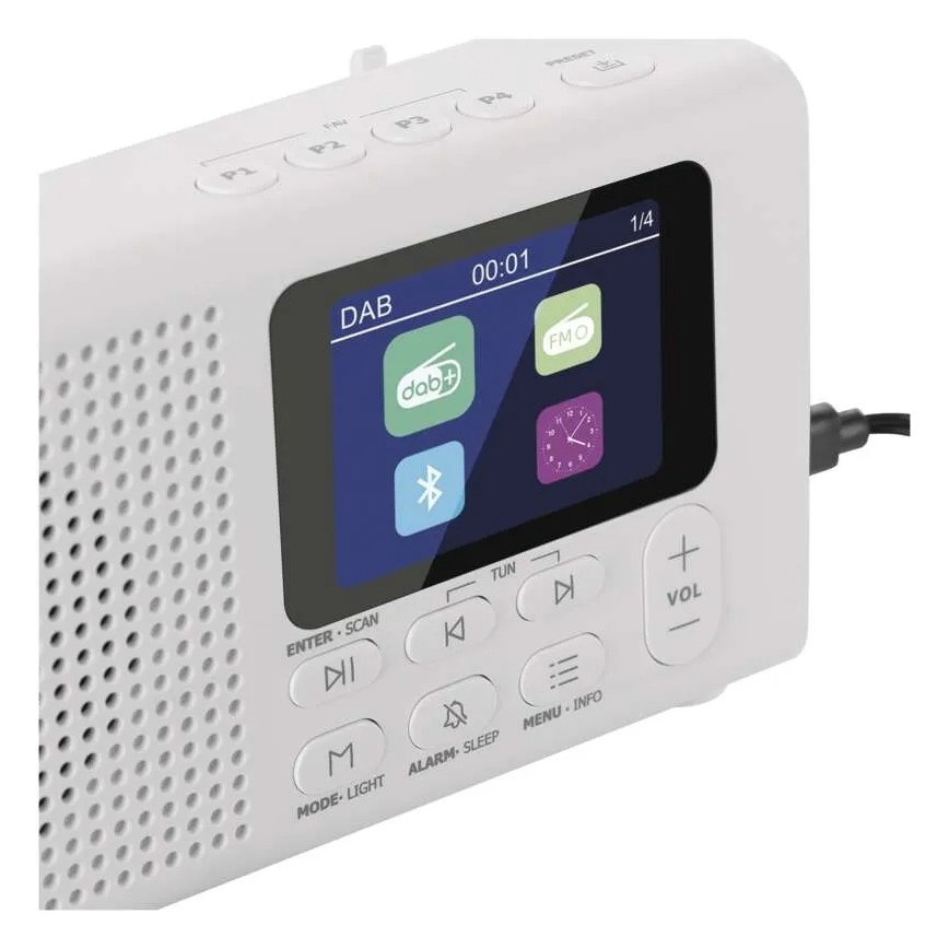 Radio DAB DAB+ FM 3W/5V/4xAA bela