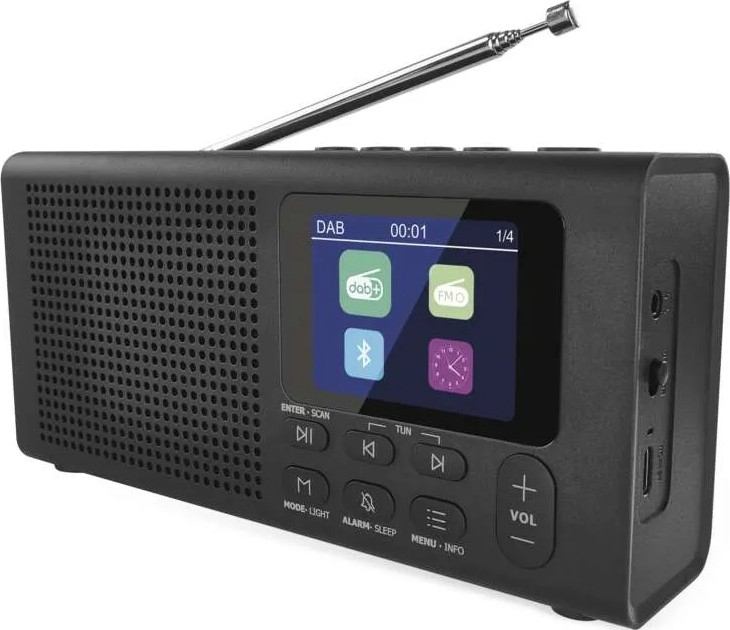 Radio DAB DAB+ FM 3W/5V/4xAA črna