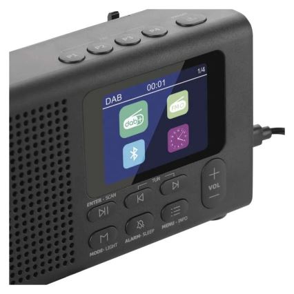 Radio DAB DAB+ FM 3W/5V/4xAA črna