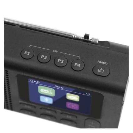Radio DAB DAB+ FM 3W/5V/4xAA črna