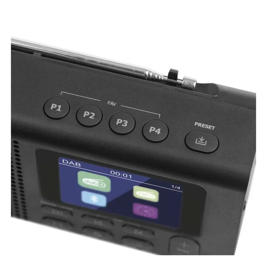 Radio DAB DAB+ FM 3W/5V/4xAA črna