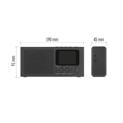 Radio DAB DAB+ FM 3W/5V/4xAA črna