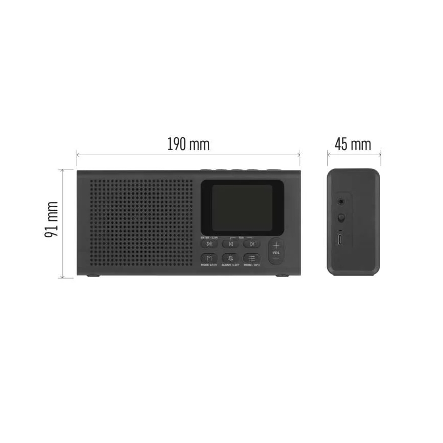 Radio DAB DAB+ FM 3W/5V/4xAA črna
