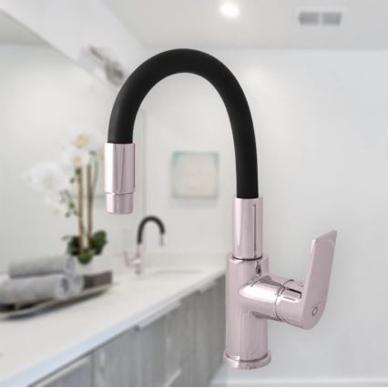 RAV Slezák CO119.0/15 - Pomivalna armatura s fleksibilnim izlivom COLORADO 25 cm črna/sijajni krom