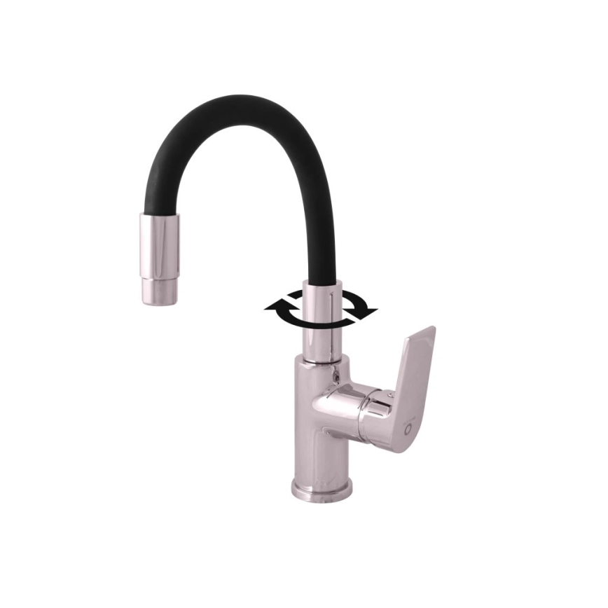 RAV Slezák CO119.0/15 - Pomivalna armatura s fleksibilnim izlivom COLORADO 25 cm črna/sijajni krom