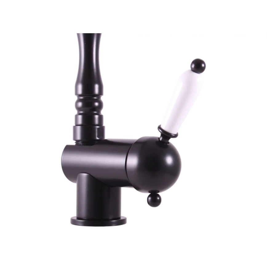 RAV Slezák L508.0/8CMAT - Pipa za pomivalno korito/umivalnik LABE RETRO 25,6 cm mat črna