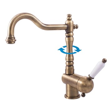 RAV Slezák L508.0/8SM - Pipa za pomivalno korito/umivalnik LABE RETRO 25,6 cm v starinski medenini