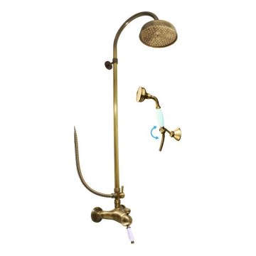 RAV Slezák L581.5/3SM - Tuš komplet z mešalno baterijo LABE RETRO starinska medenina