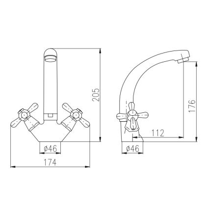 RAV Slezák MK120.0/2 - Pipa za umivalnik MORAVA 20,5 cm sijajni krom
