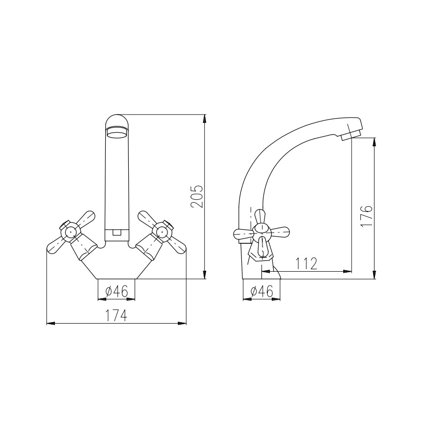 RAV Slezák MK120.0/2 - Pipa za umivalnik MORAVA 20,5 cm sijajni krom