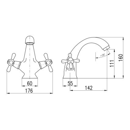 RAV Slezák MK128.0SM - Pipa za umivalnik MORAVA RETRO 16 cm starinska medenina