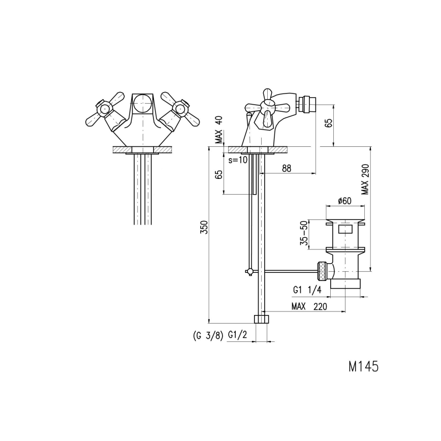 RAV Slezák MK145.0 - Armatura za bide + odtok MORAVA 6,5 cm sijajni krom