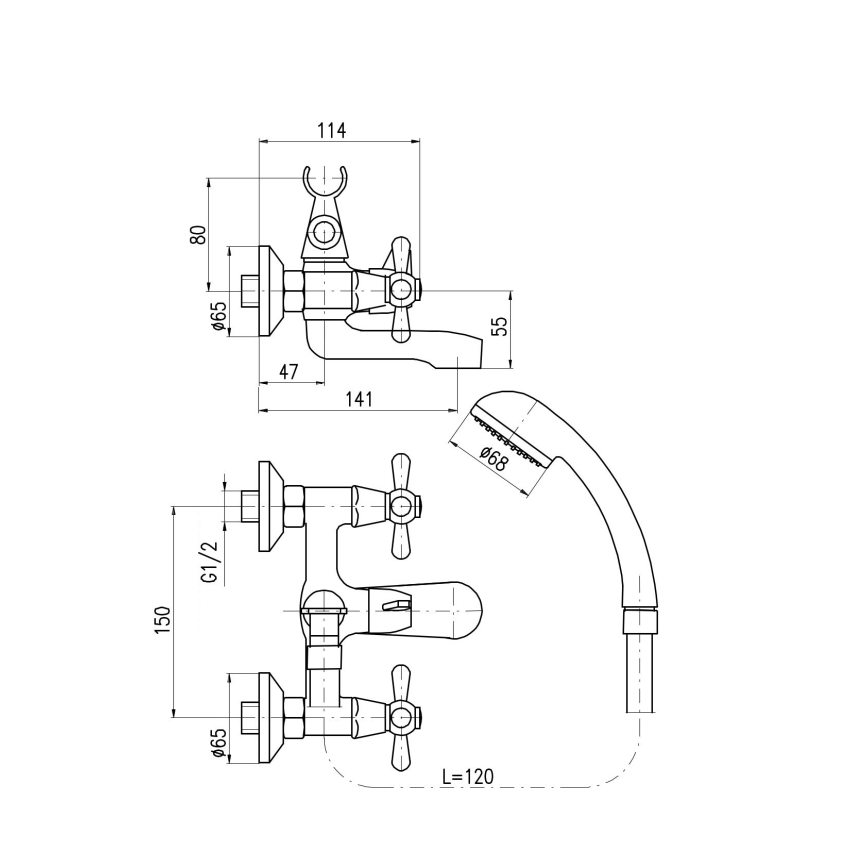 RAV Slezák MK154.5/1 - Komplet za kad z mešalno armaturo MORAVA, sijajni krom
