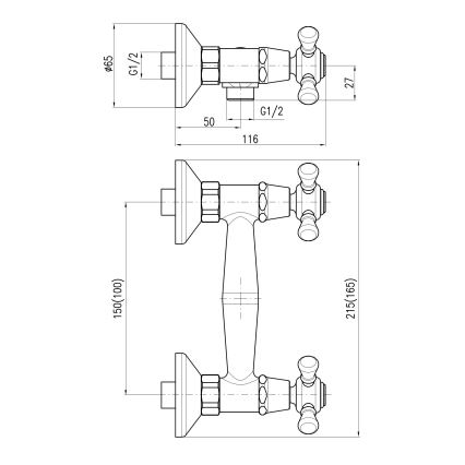 RAV Slezák MK180.5SM - Tušna baterija MORAVA RETRO patinirana medenina