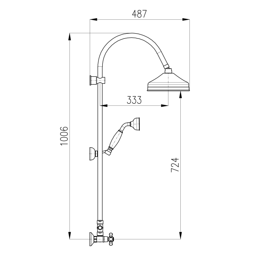 RAV Slezák MK181.5/3SM - Tuš komplet z mešalno baterijo MORAVA RETRO, patinirana medenina