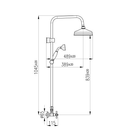 RAV Slezák MK181.5/7CMATSM - Tuš komplet z mešalno baterijo MORAVA RETRO, črna/medenina
