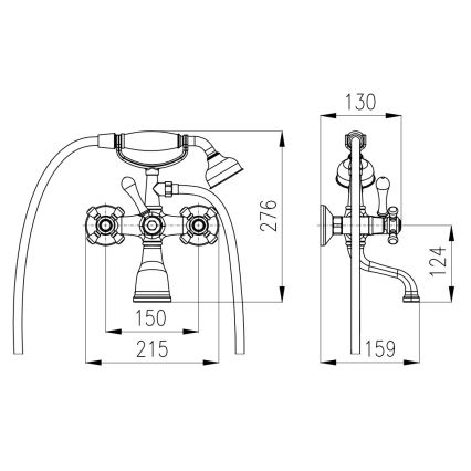 RAV Slezák MK559.5/2SM - Kopalni komplet z mešalno baterijo MORAVA RETRO, starinska medenina